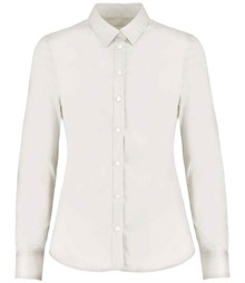 Kustom Kit Ladies Long Sleeve Tailored Stretch Oxford Shirt