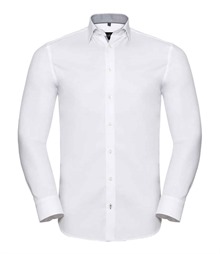 Russell Athletic Collection Long Sleeve Contrast Herringbone Shirt